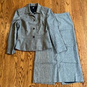 Ann Taylor Gray Blazer and Skirt Set